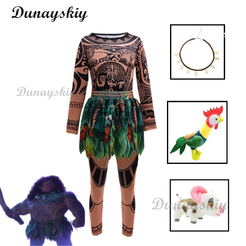 

Cartoon Halloween Party Cosplay Costume Movie Same Style Tattoo Print Top and Pants Two-Piece Sets+Necklace