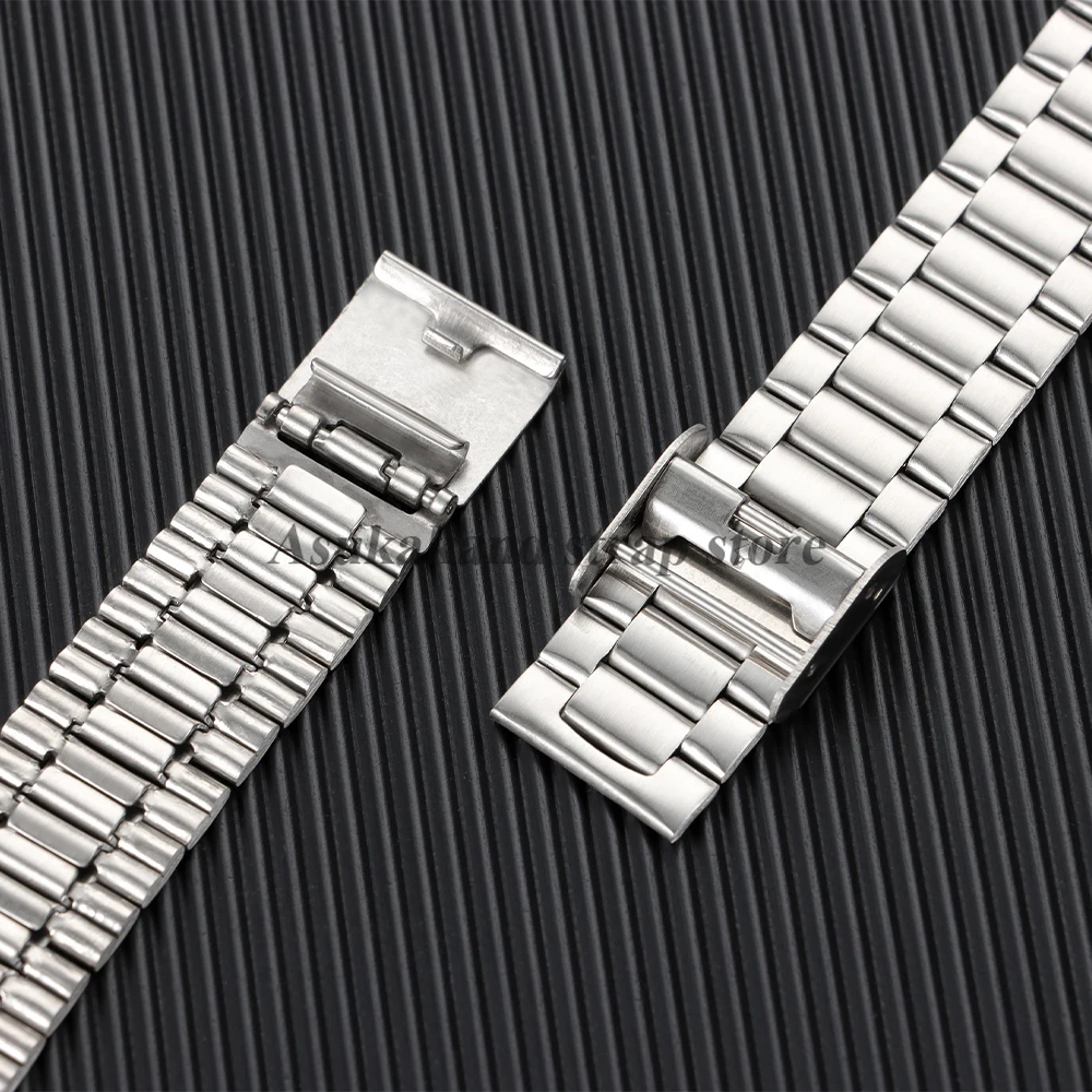Correa de reloj de acero inoxidable de 18mm para Casio F84 F105/108/A158/168 AE1200/1300 SGW400 F91W AQ230 AE500W, pulsera de Metal para hombre