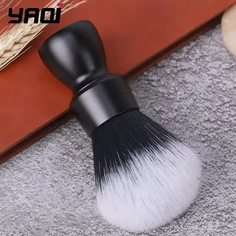 فرشاة حلاقة بعقدة شعر صناعية بمقبض معدني ثقيل باللون الأسود من YAQI RTS للرجال للحلاقة الرطبة