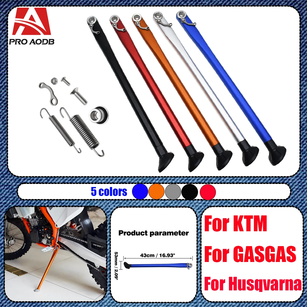 

Kickstand Side Stand+Spring Kit For KTM XC XCF XCW XCFW Six days TPI EXC 300 EXC-F 350 125 200 250 450 500 530 2008-2023