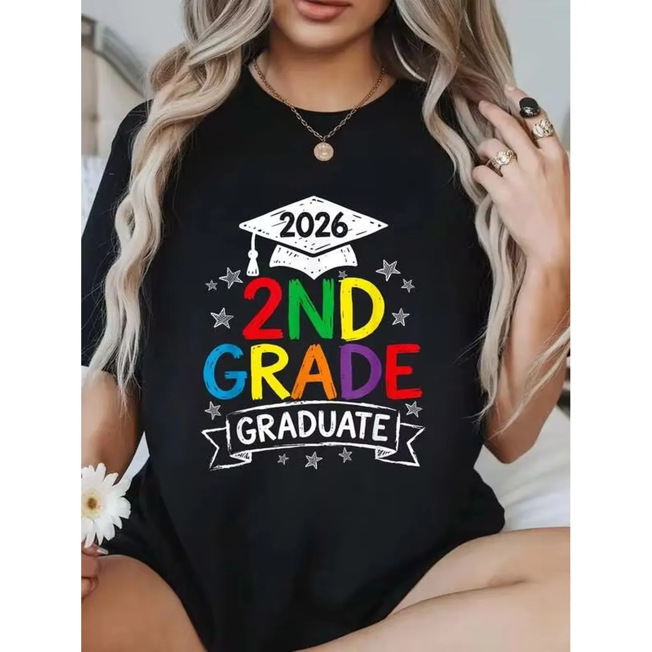 100% Cotton Summer Outfits For Women 2nd Grade Graduate 2026 Graduation Last-Day Of Second Grade T-Shirt Womens Soft Short Sleeve Top, Stylish Comfy Tee For Women Graphic Tees