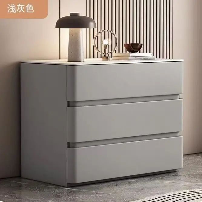 All solid wood bedside table cream household high-end light luxury simple modern three-bucket bedroom bedside table