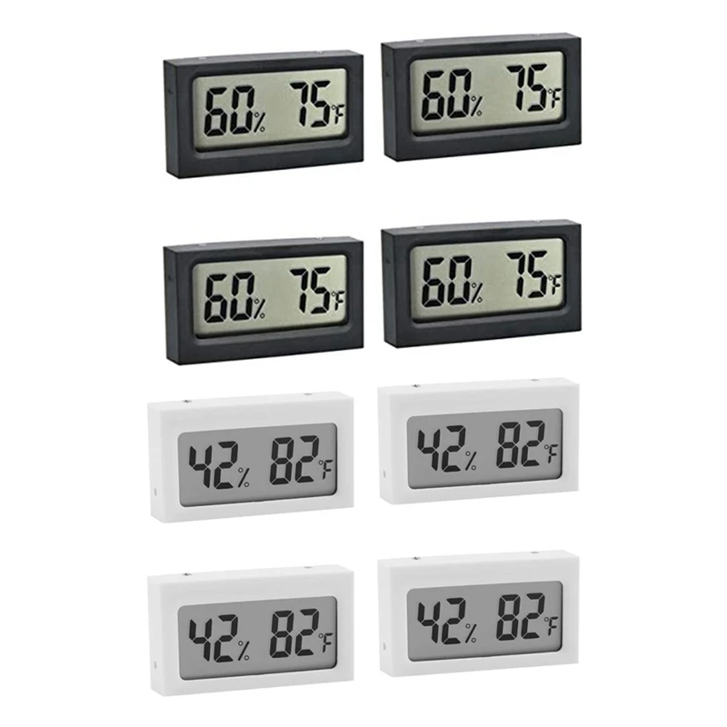 4Piece Vehicle Reptile Thermometer S-WS05 Mini Electronic Thermo-Hygrometer For Fish Tank ℃/℉ Black