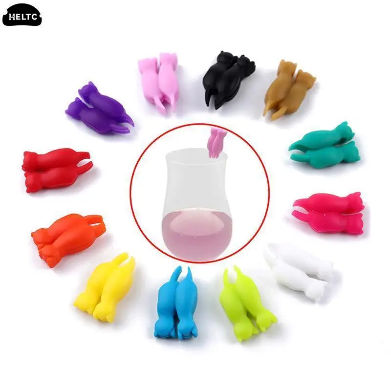 6/8/10/12pc Wine Glass Marker Mini Circle Silicone Wine Glass Marker Cup Identification Ring Recognizer Label Rubber Marker Tool