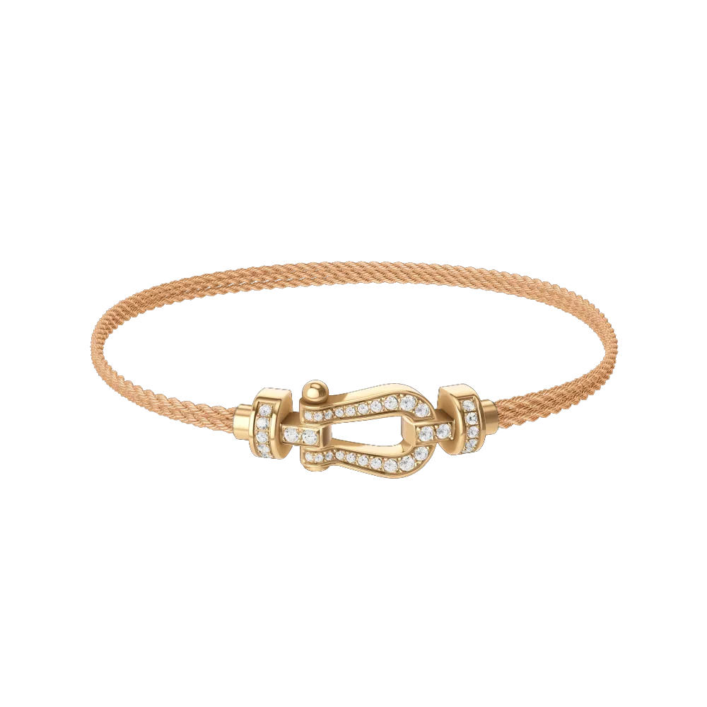 

925 pure silver double-layer chain horseshoe bracelet, size M