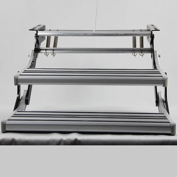

Connect with Car Body Anti-slip Rubber Strips RV Double Manual Step with High Tensile Aluminum Alloy RV Step