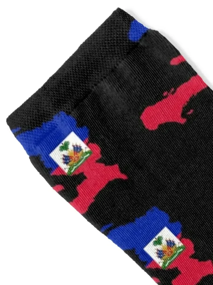 Flag Map of Haiti Socks men cotton high quality Rugby football Socks Girl Men's