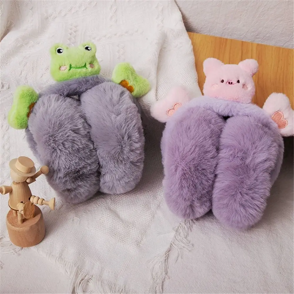 ที่ปิดหูตุ๊กตาสัตว์การ์ตูนน่ารัก กันหนาว หนานุ่ม อุ่น ป้องกันความเย็น พับเก็บได้ สำหรับผู้หญิงและเด็กผู้หญิง