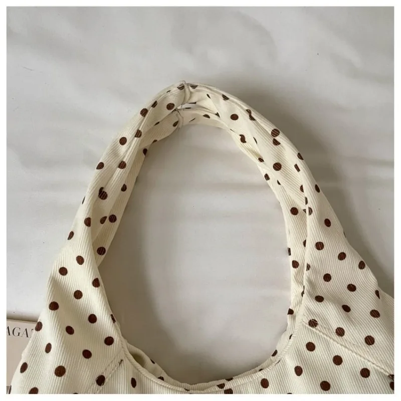 CEEKAY Canvas-Tasche mit Polka-Dot-Muster, Hobo-Stil, breiter Träger, geraffte Falten, vielseitig einsetzbar, für den täglichen Gebrauch, Freizeit, große Kapazität, Damenhandtasche. – Detail 2