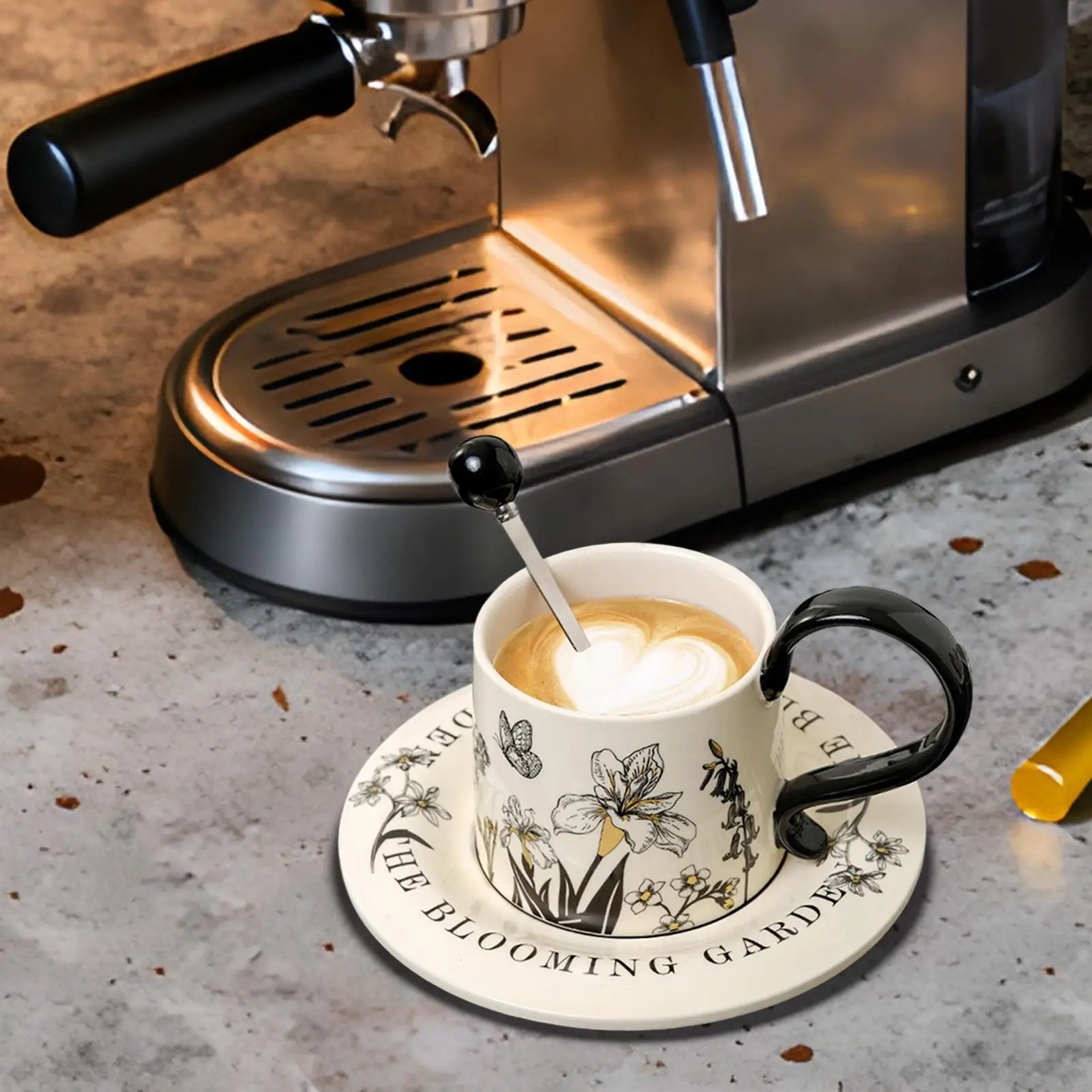 

Ceramic Coffee Mug With Saucers And Spoons Coffee Mug Set For Cappuccino Milk Cocoa Juice Beer Kitchen Cafe Restaurant Home