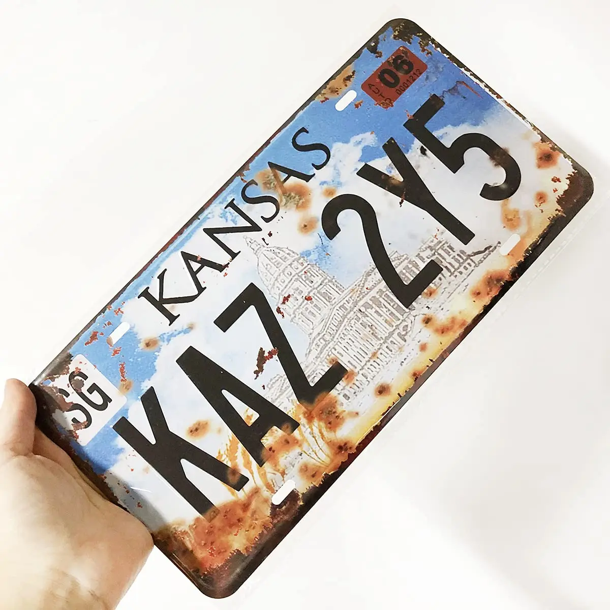 Retro Embossed Metal Sign | Supernatural | Metal  Number Tag, Prop Vanity Plate, 12x6 inch (Kansas - Kaz 2Y5)