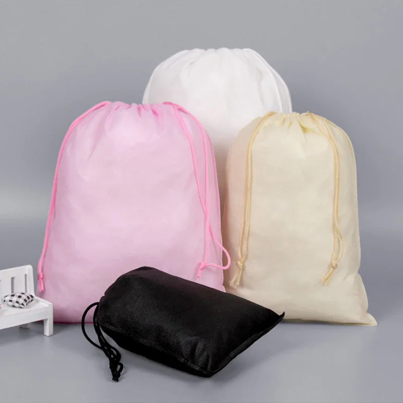 Waterproof Reusable Non-woven Portable Tote Drawstring Storage Bag Closet Shoes Bra Panties Organizer Pouch Folding Travel Bag