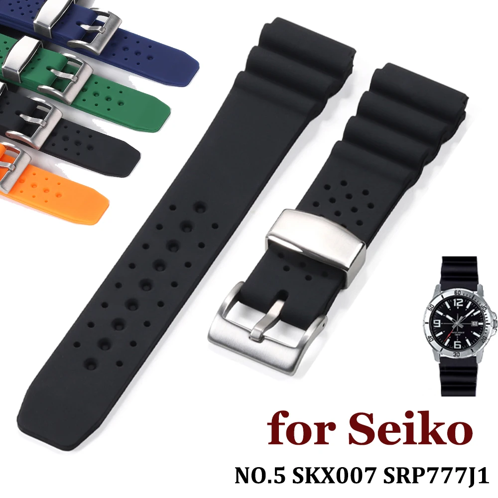 Correa de silicona de 22mm para Seiko MARINE MASTER SKX007 SRP777J1, pulsera impermeable para CITIZEN, pulsera deportiva de buceo