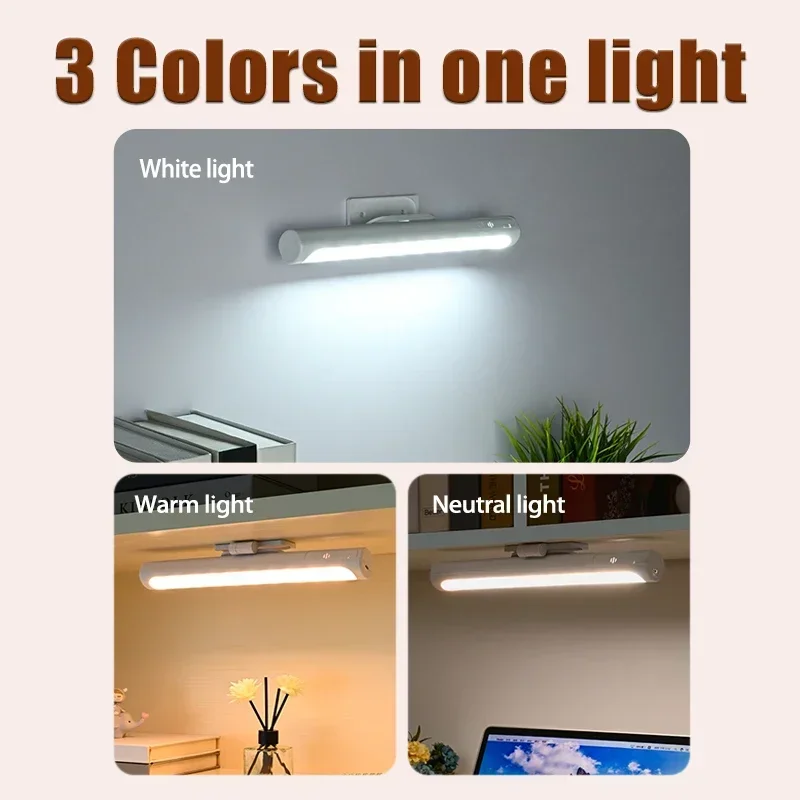 LED Night Light Touch Control Desk Lamp Dimmable Type-C Rechargeable Protect Eyes Table Lights for Cabinet Reading Learning