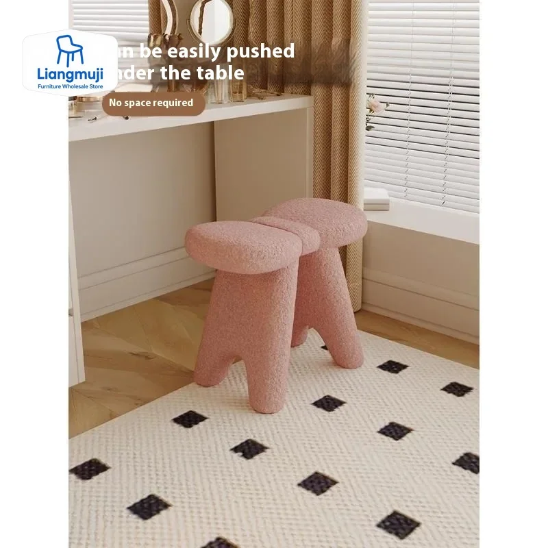 

Stool bow Makeup stool Modern dresser chair White bedroom modern simple home space saving furniture vanity chair portable stool