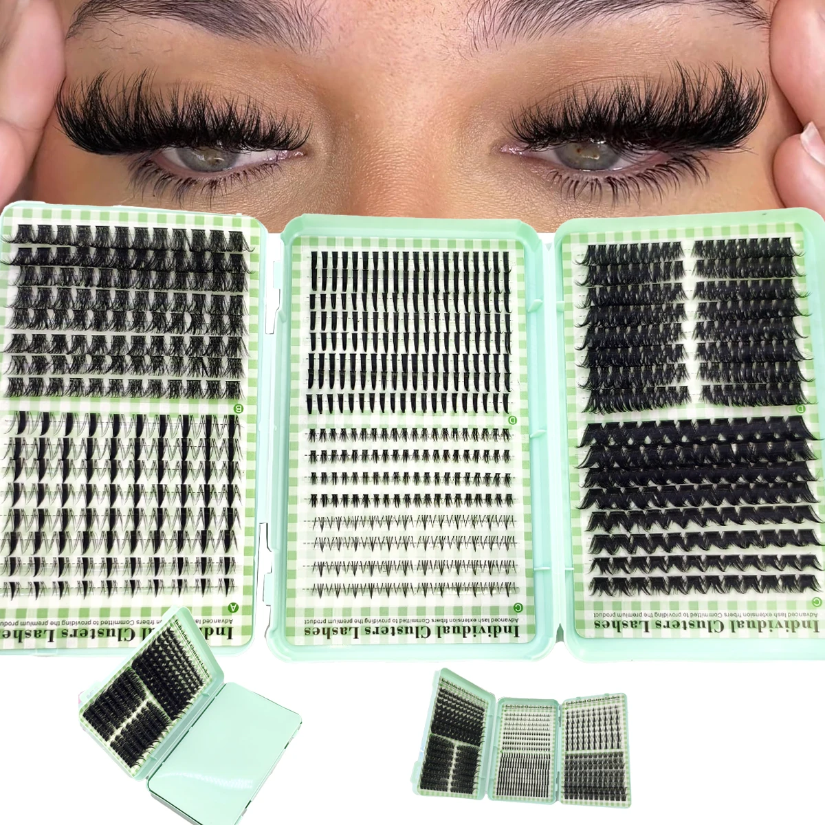 HBZGTLAD Manga Wimpernbüschel-Set 780 Fans, Wimpernbüschel für die untere Wimpernreihe, nasser, natürlicher Look, Wimpern mit Spiky-Look, Einzelwimpern, Großhandel
