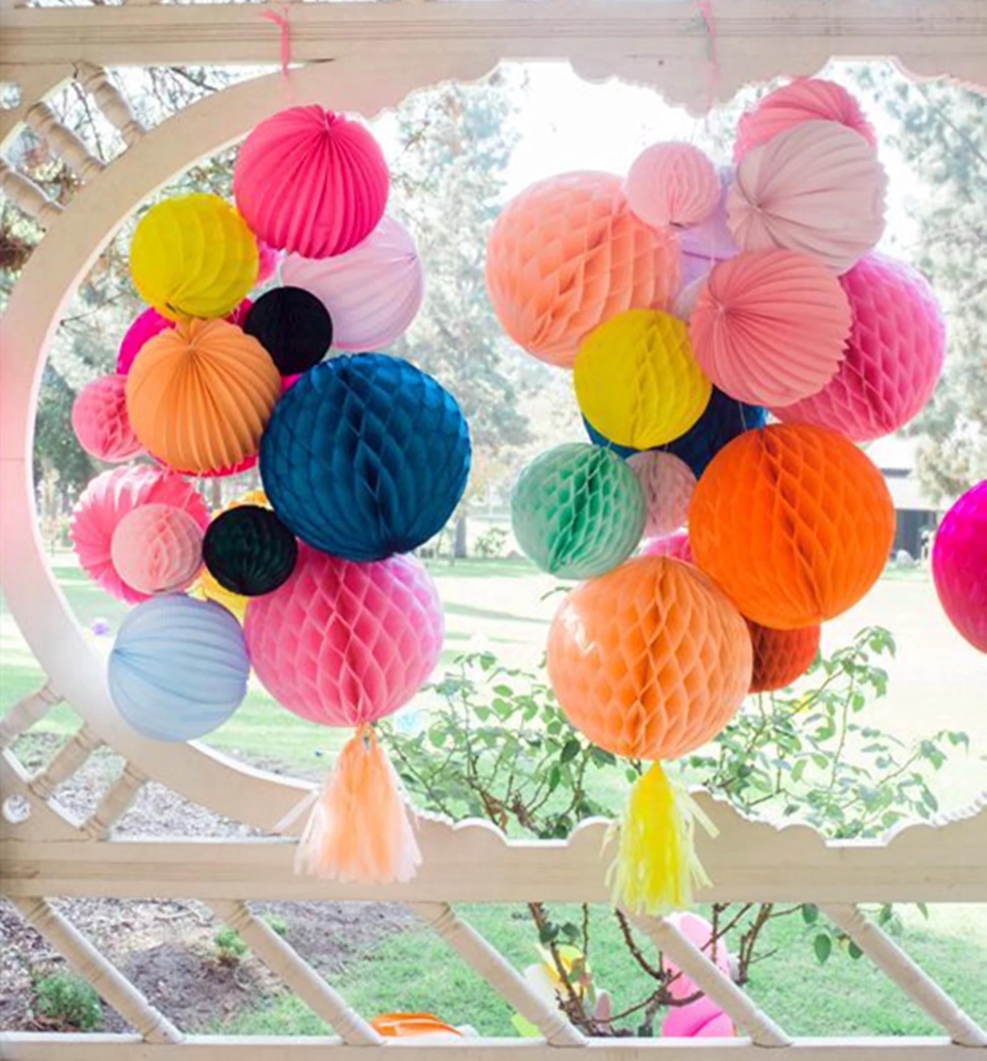 

40pcs Honeycomb balls mixed colors&size with tassel set-Round Tissue Paper Honeycomb Ball for wedding,Baby shower,bridal shower