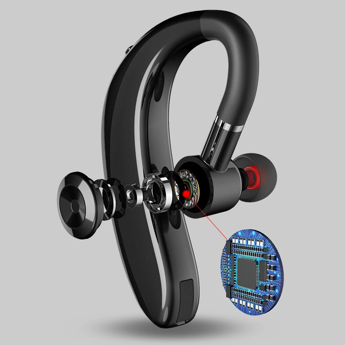 

Wireless Earphone Lightweight Long Life Driving Workout One-side Earpiece Black Fitness Headphones