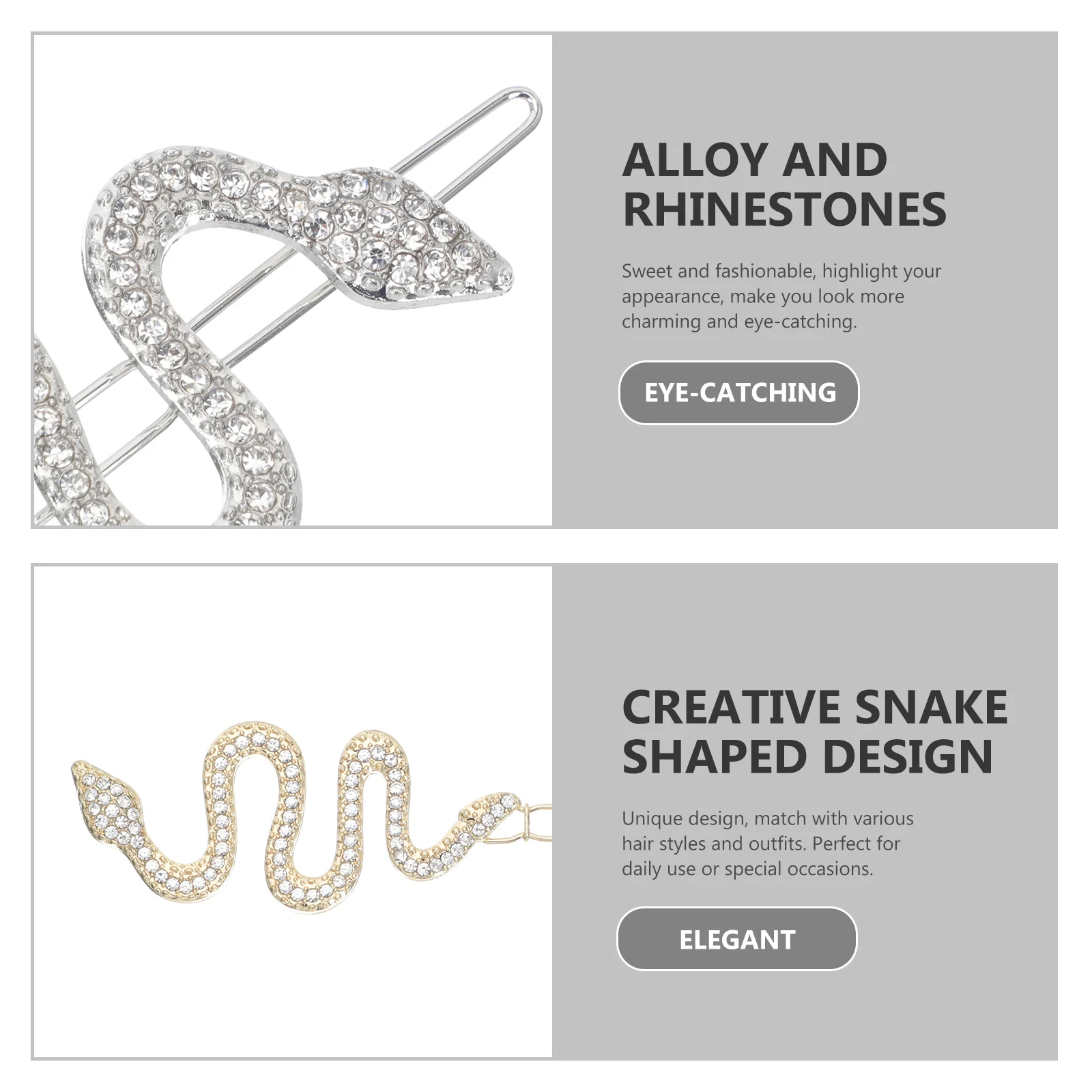 

4pcs Snake Shaped Hair Clips Rhinestone Alloy Hair Clip For Women Exquisite Bang Clip Party Wedding Hairdressing Tool