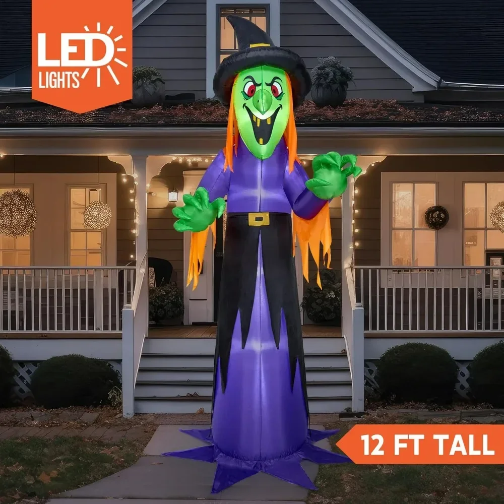 

Halloween Inflatables Witch Outdoor Halloween Decorations, Party Decoration Halloween Inflatable Decors with Build-in LEDs