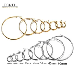 Stainless Steel Hoop Earrings For Women Men Big Gold Color Earring Korea Cartilage Piercing Classic Jewelry Gifts 15-75mm