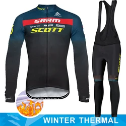 SCOTT Jersey Cycling Mtb Male Clothing Men's Jacket Professional Shirt Retro Winter Fleece Bib Pants Gel Costume Bike Uniform