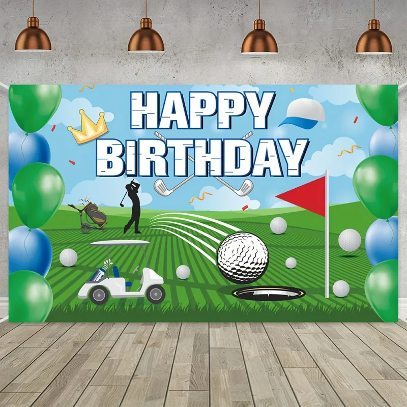VIKAMA Golf-Themed Birthday Backdrop – Perfect for Creating a Festive Party Atmosphere for Sports Fans, Indoors or Outdoors