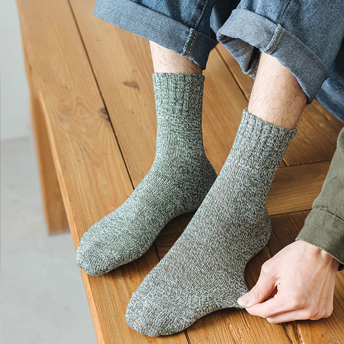 5 Paar Thermosocken für Herren und Damen, Winter, warm, dick, Crew-Socken, gestrickt, Frottee, weich, solide Socken für kaltes Wetter, Wandern