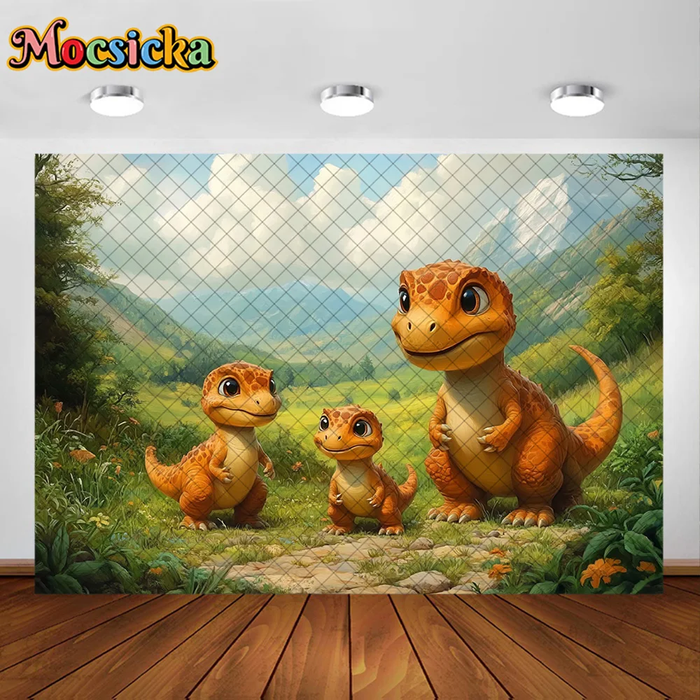 Mocsicka фон для фотосъемки милые маленькие динозавры украшения детский первый день рождения торт Smash портреты фоны для фотографий