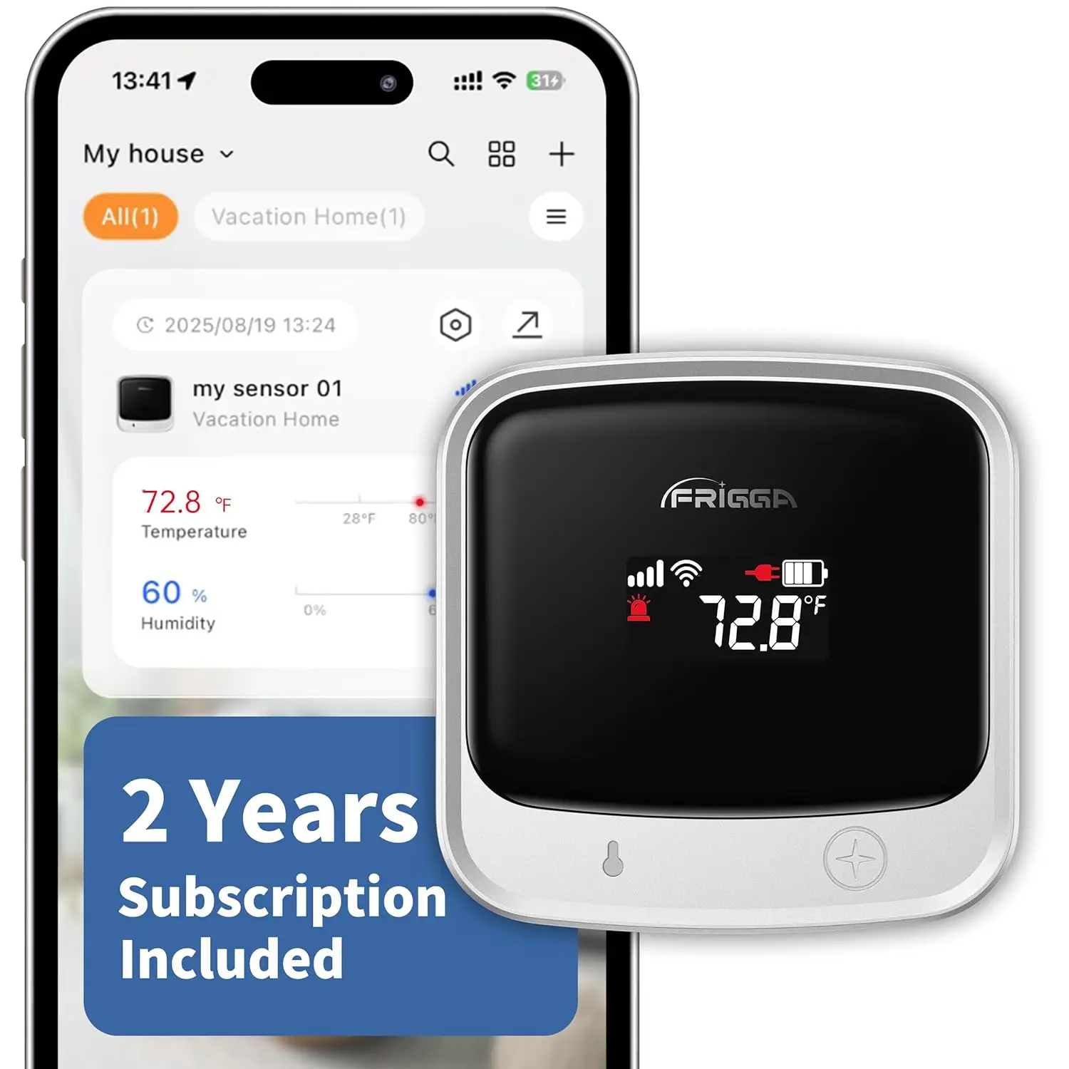 4G Cellular Temperature & Humidity Monitor, No WiFi Required, Remote Sensor with App Alerts for RV, Pets, Vacation Home