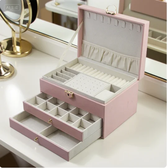 

Jewelry Display Box Three-layer Large Capacity Beaded Pearl Necklace Bracelet Ring Box Necklace Watch Storage Box