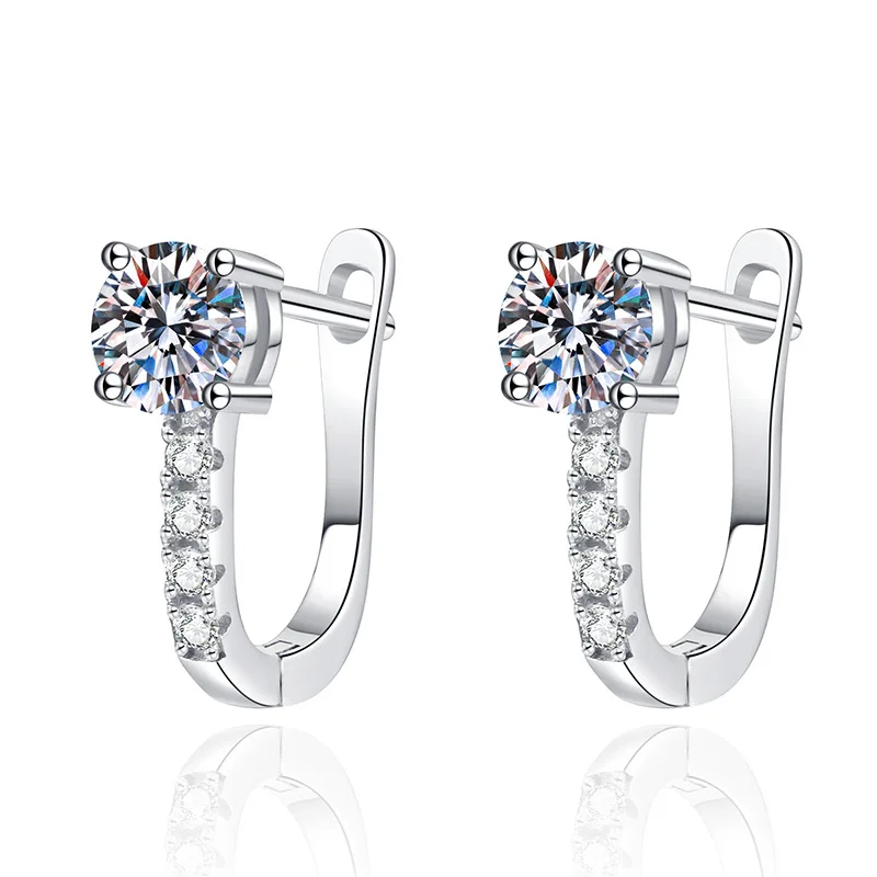 

S925 sterling silver U-shaped earrings VVS1 D Color 0.5CT moissanite earrings women jewelry Valentine's Day gift
