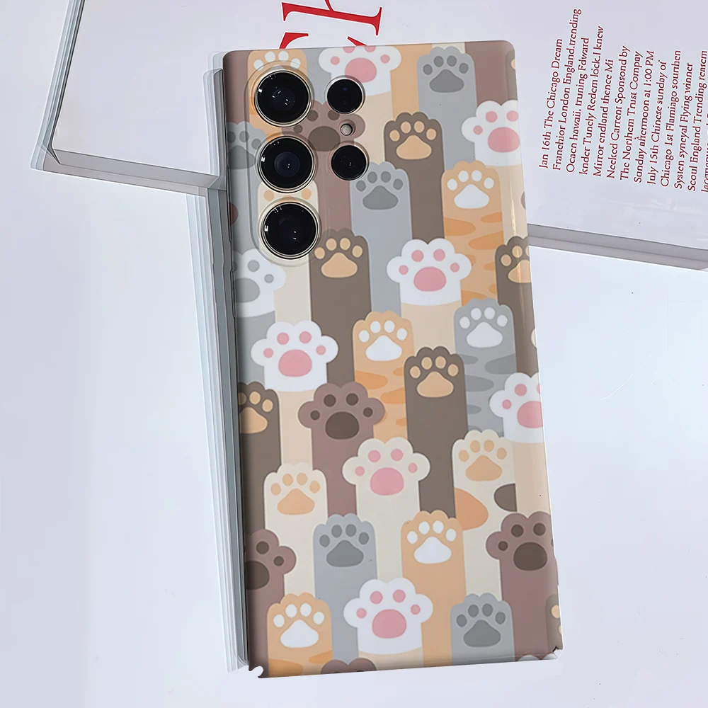 Paw -Prints Phone Case for Samsung Galaxy S26 S25 S24 S23 Ultra Plus Luxury Double-layer anti-fall Back Cover