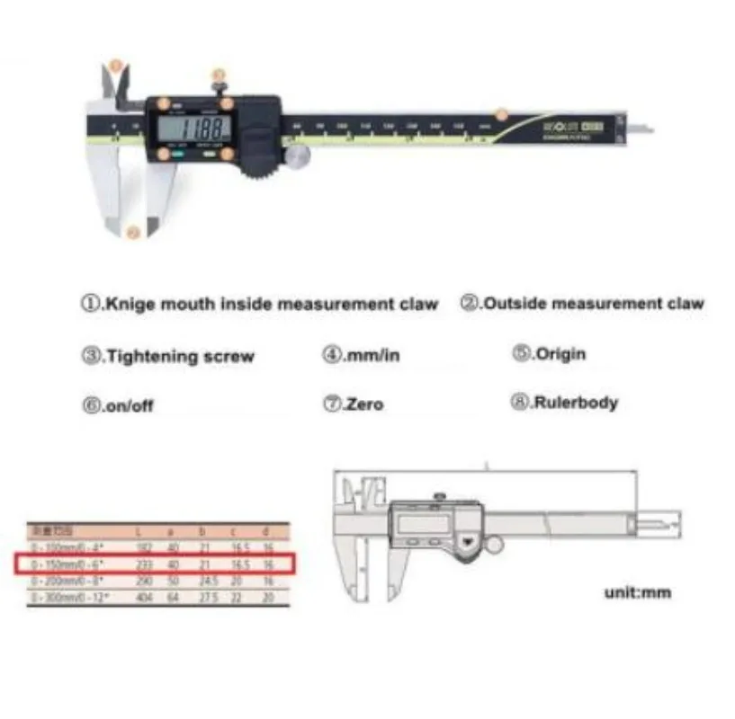 Mitutoyo Caliper LCD Digital Vernier Calipers 200mm 8Inch Electronic Calibrator Measuring Tools Stainless Steel Caliber