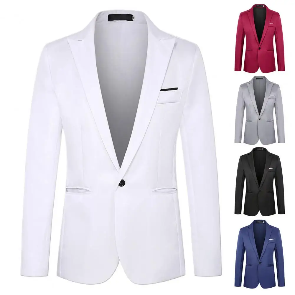 Classic Business Blazer Outwear Unique Cutting Trendy Lapel Slim Wedding Suit Coat  Men Blazer All-Match