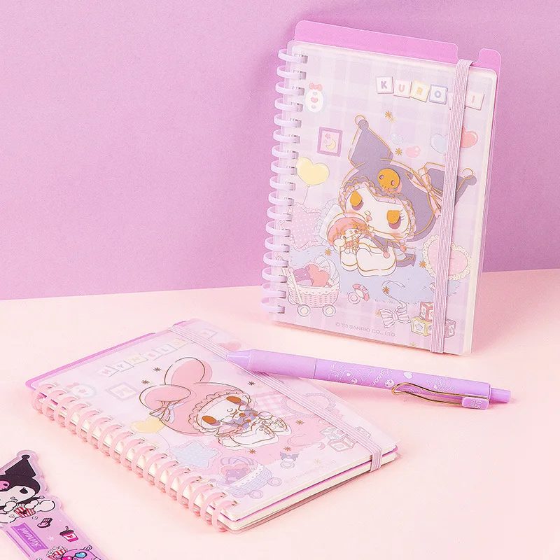 2pcs/set Sanrio Notebook Coil Book Kawaii Anime Kuromi Melody Students Diary Notepad Planners School Offices Supplies Stationery