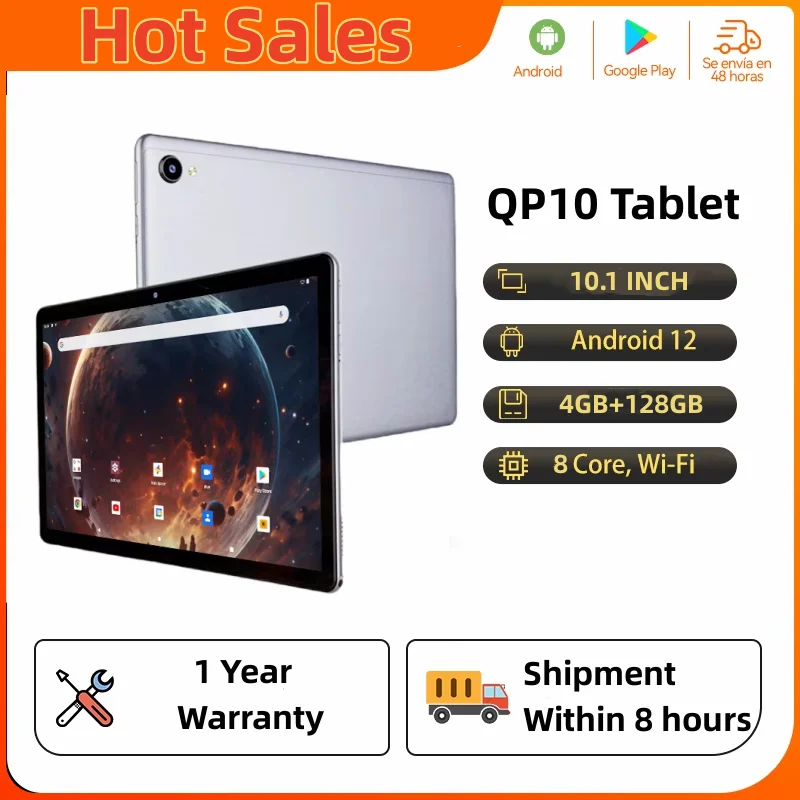 Tablet Octa Core 10.1 inci Android 12, PC 4GB RAM 128GB ROM MTK8183 6000mA tipe-c WIFI Bluetooth 5.0 kamera ganda