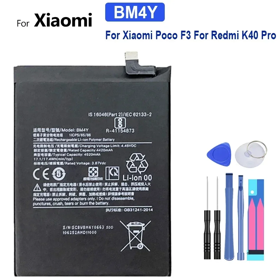 4520Mah BM4Y Battery Xiaomi Poco F3 For Redmi K40 Pro Batteries Bateria + Tools