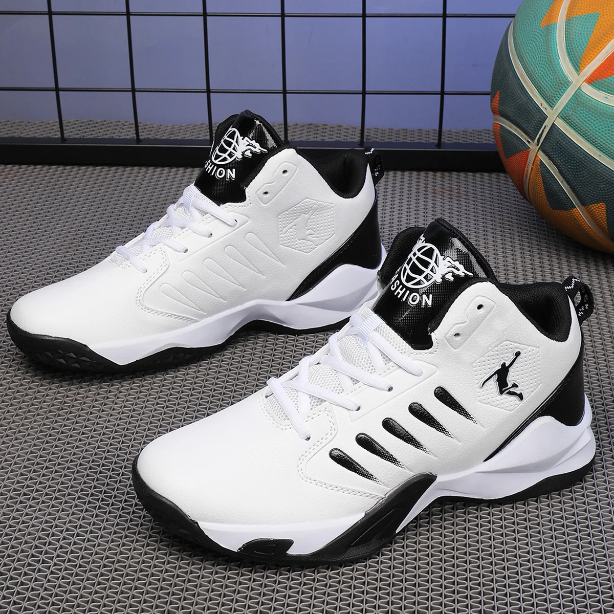ZERJER New Arrival Men's Basketball Shoes, Black Red/Gold/White/Black & White Color Options, Anti-slip Cushion Athletic Footwear