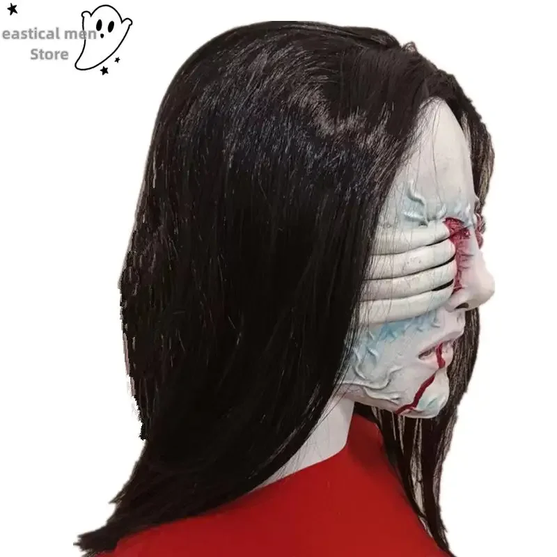 

Латексный головной убор, парик, реалистичные длинные волосы, маска демона, страшная маска на Хэллоуин, полнолицевая маска, жуткий призрак, маска с завязанными глазами, фестиваль призраков
