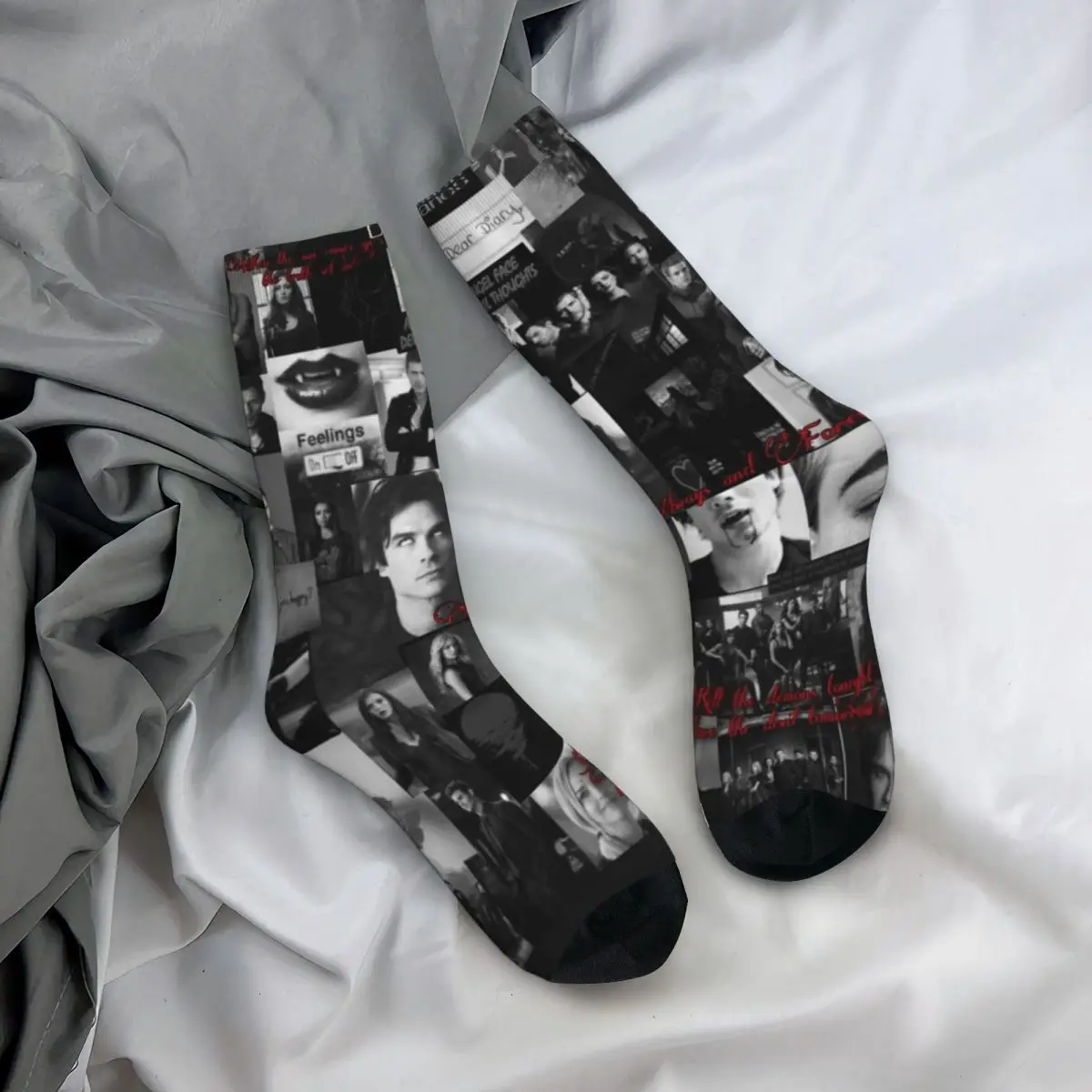 The Vampire Diaries Damon Salvatore Socks Men Women Polyester Socks Crazy Spring Summer Autumn Winter Middle Tube Socks Gifts