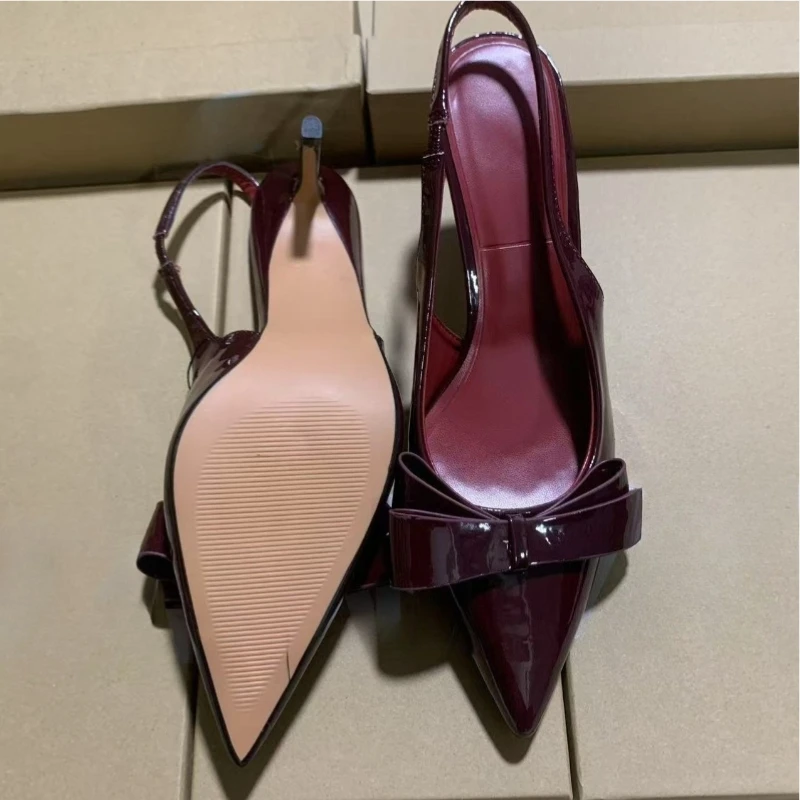 Butterfly-Knot Ladies High Heeled Sandals Elegant Pointed Toe Modern Wedding Slingbacks Footwear Summer Office Shoes for Women