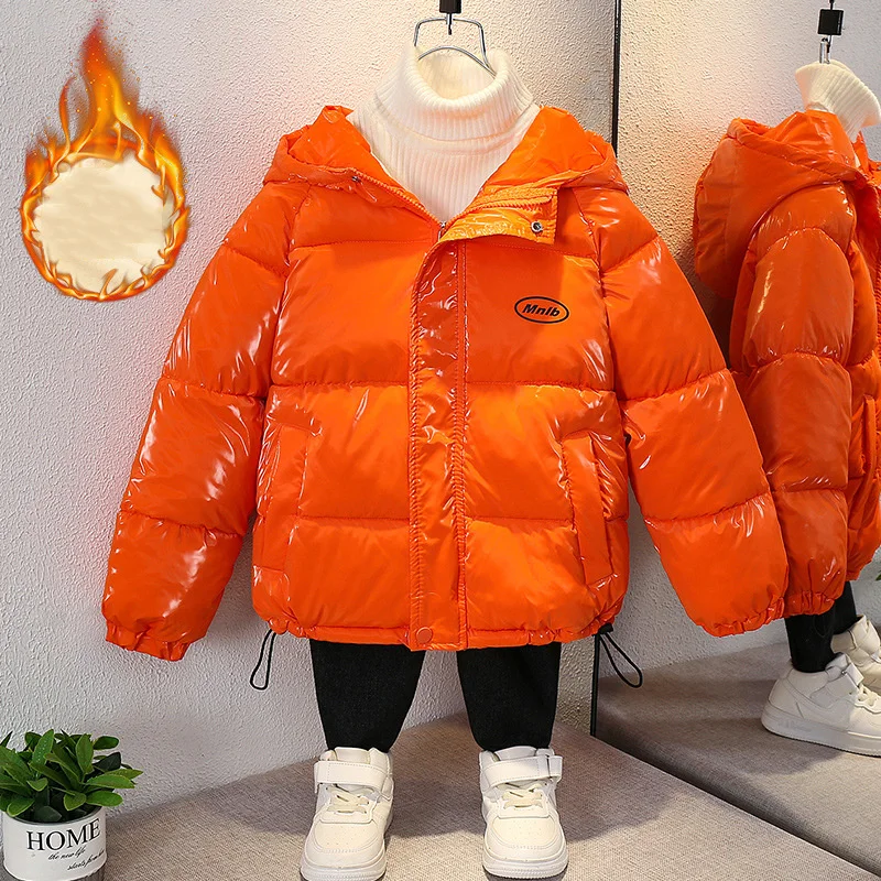 Winter Boys Girls Hooded Down Cotton Jacket Kids Toddler Outerwear Thicken Warm High Quality Reflective Fabric Coat Clothes New