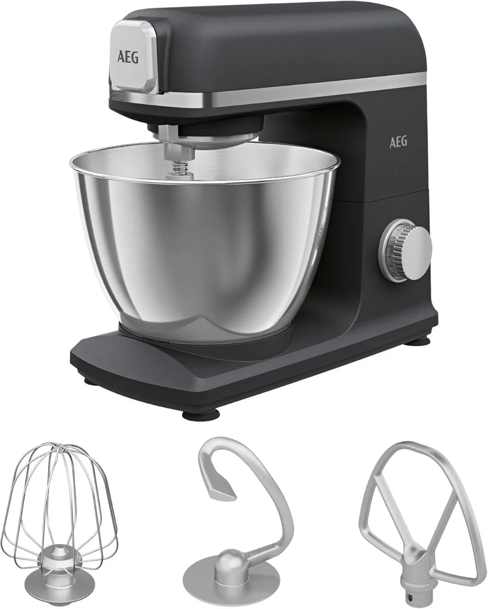 AEG KM5-1-4BPT - Robot de cocina Deli 5 Amasadora y Batidora con bol - 1200W, 6 velocidades, Bol 5 Litros, Luces LED, Múltiples