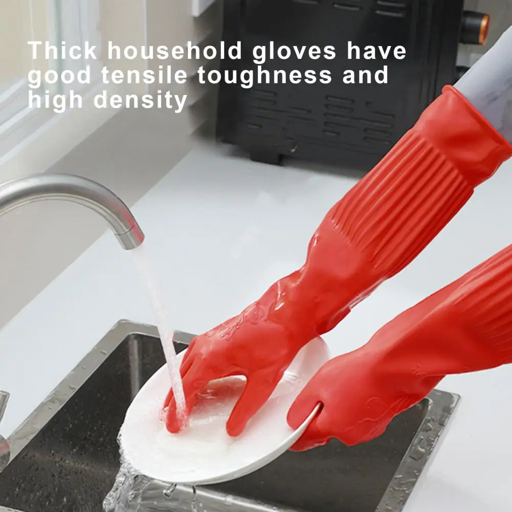 

Household Dishwashing Gloves Waterproof Rubber Gloves Stain-Resistant Non-Slip DesignHeat-Insulated Gloves Kitchen Cleaning Tool