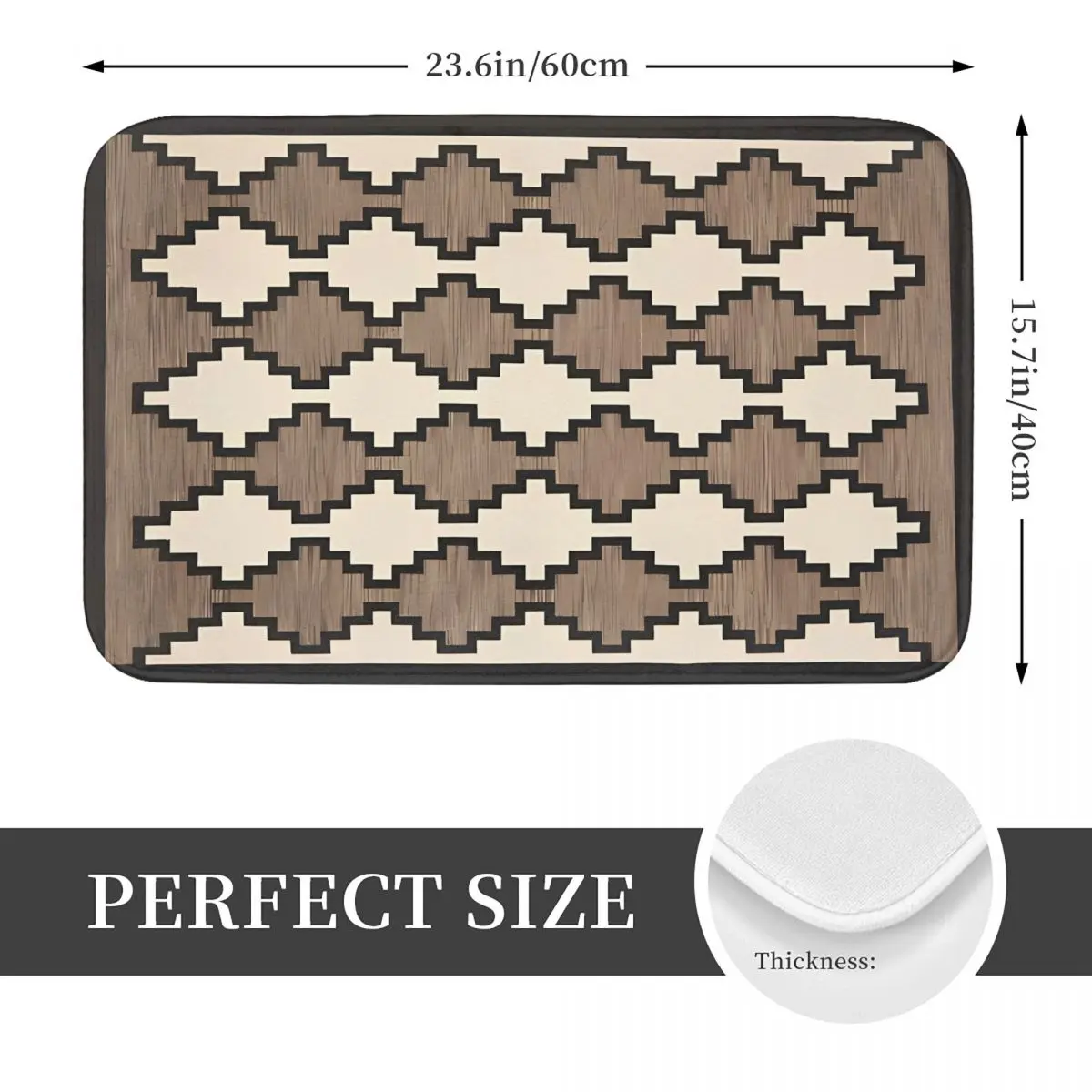 Retro Rhombus Bath Mat Brown Bathroom Accessories for Shower Home Decor Absorbent Absorbent Foot Mat Non Slip Printed Toilet Mat