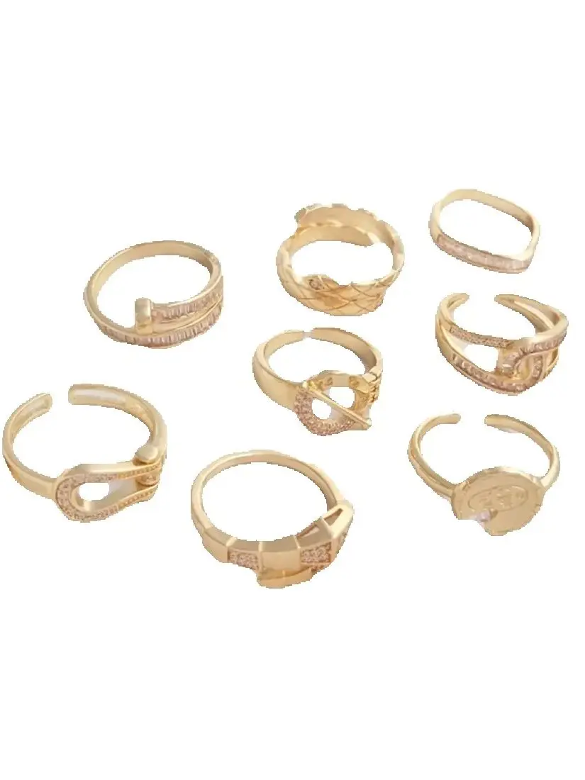 

European and American 14K Gold-Color Snake Bone Nail Buckle Wide Ring Ins Simple Internet Celebrity Light Luxury Fashion B701