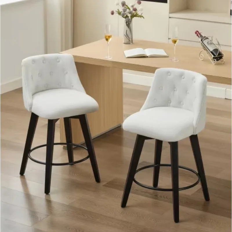 Modern style fabric bar stool black legs contemporary interior home hotel living room kitchen design wooden frame set