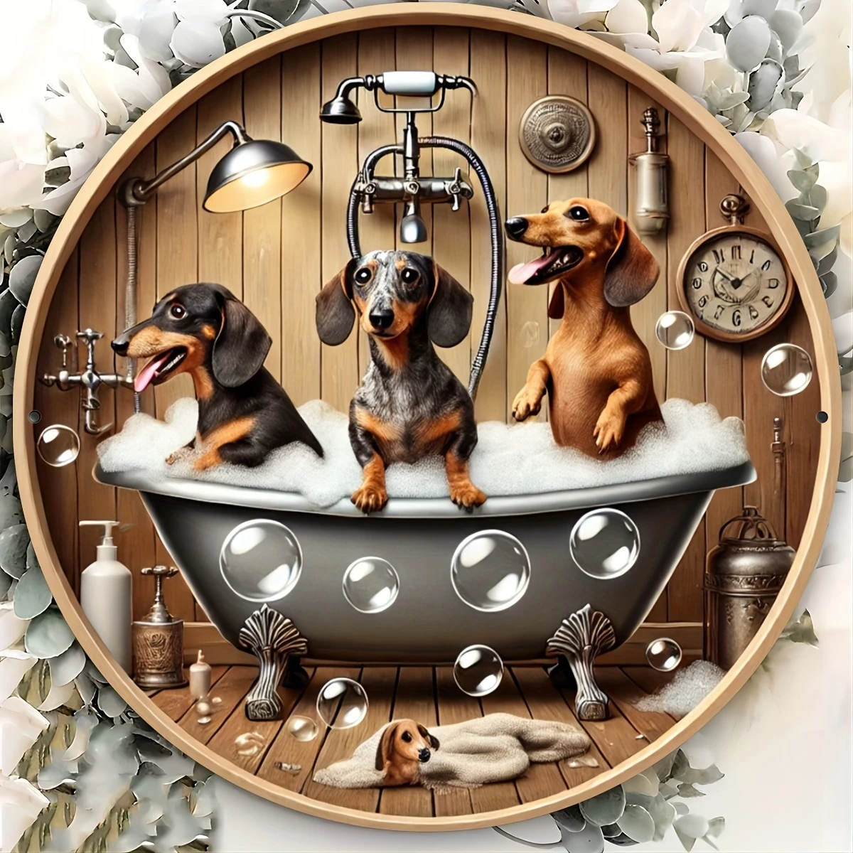 Letrero redondo de madera para perro salchicha "Wash Your Wiener", regalo de estilo Vintage para amantes de los perros, regalo temático de perro salchicha para mujer, 1 ud.