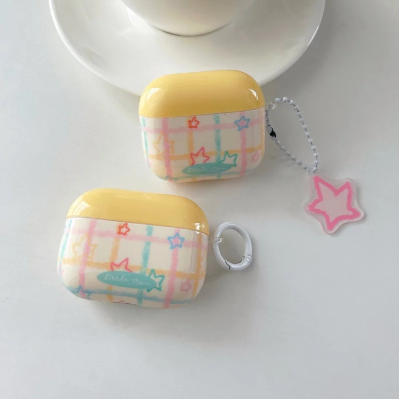 

Plaid Star Simple Earphone Case Compatible with Appleairpods3/4Personalized PendantPRO2/PRO3All Inclusive